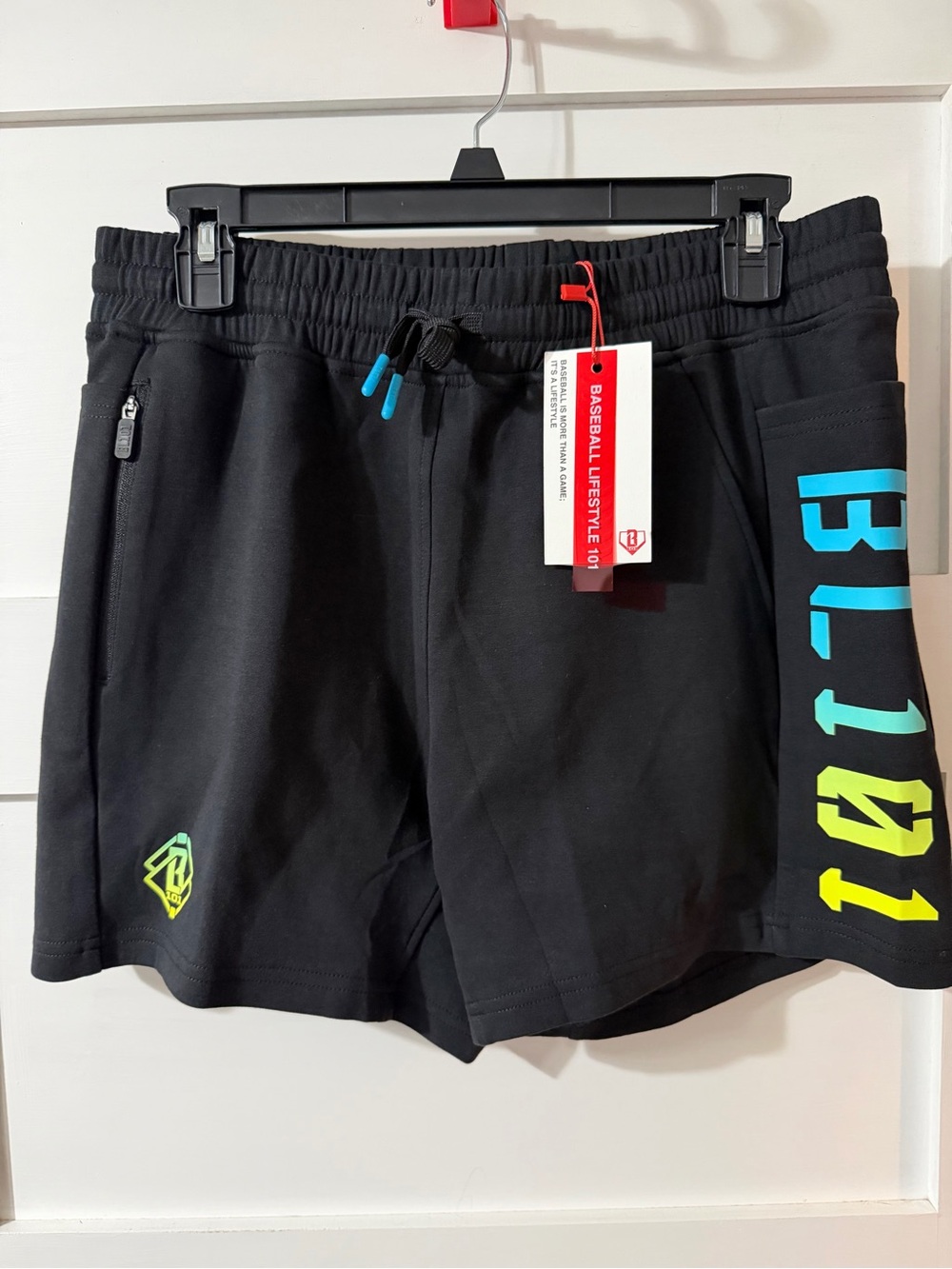 Baseball Lifestyle 101 Diamond Relaxed Fit Black Sweatshorts